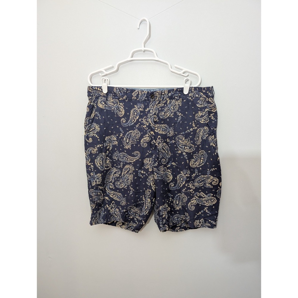 Polo Ralph Lauren Mens 36‎ Paisley Flat Front Slash Pockets Shorts Blue